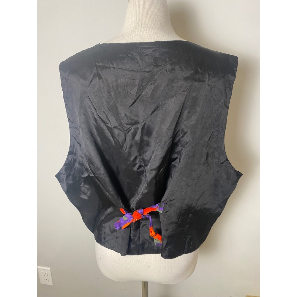Vintage 90s 111 Main Halloween Pumpkin Bat Purple Vest Womens XL Spooky Retro - Picture 2 of 3